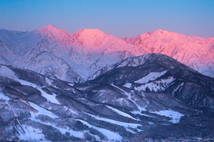 Blue skis and incredible sunrises over the last couple of weeks in Hakuba photo: @jacksmitharthur